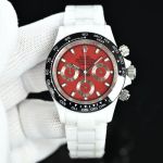 Rolex Daytona 43mm Japan Quartz Movement Men Luminous Red Face Watch